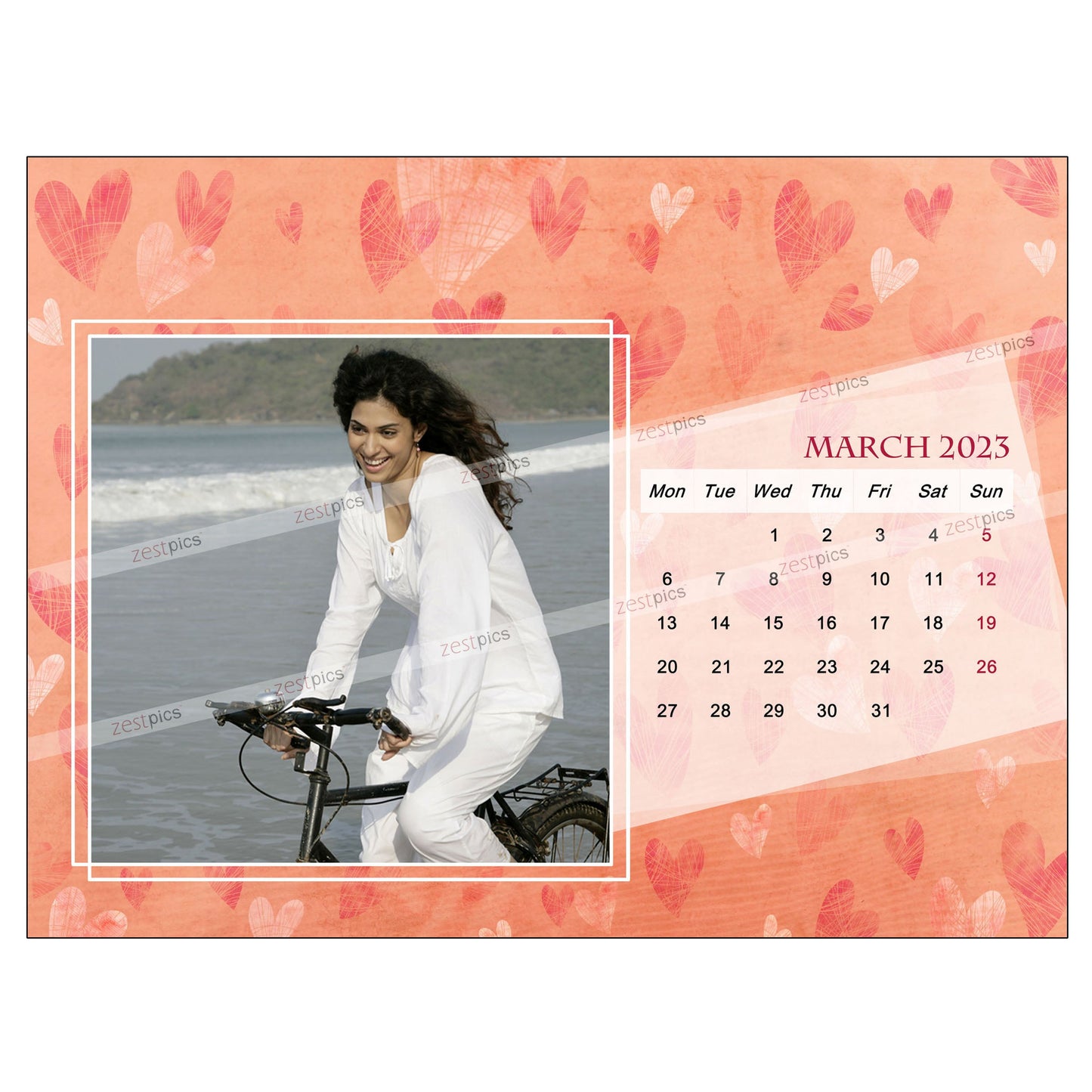 6x8 12 Months Heart Calendar