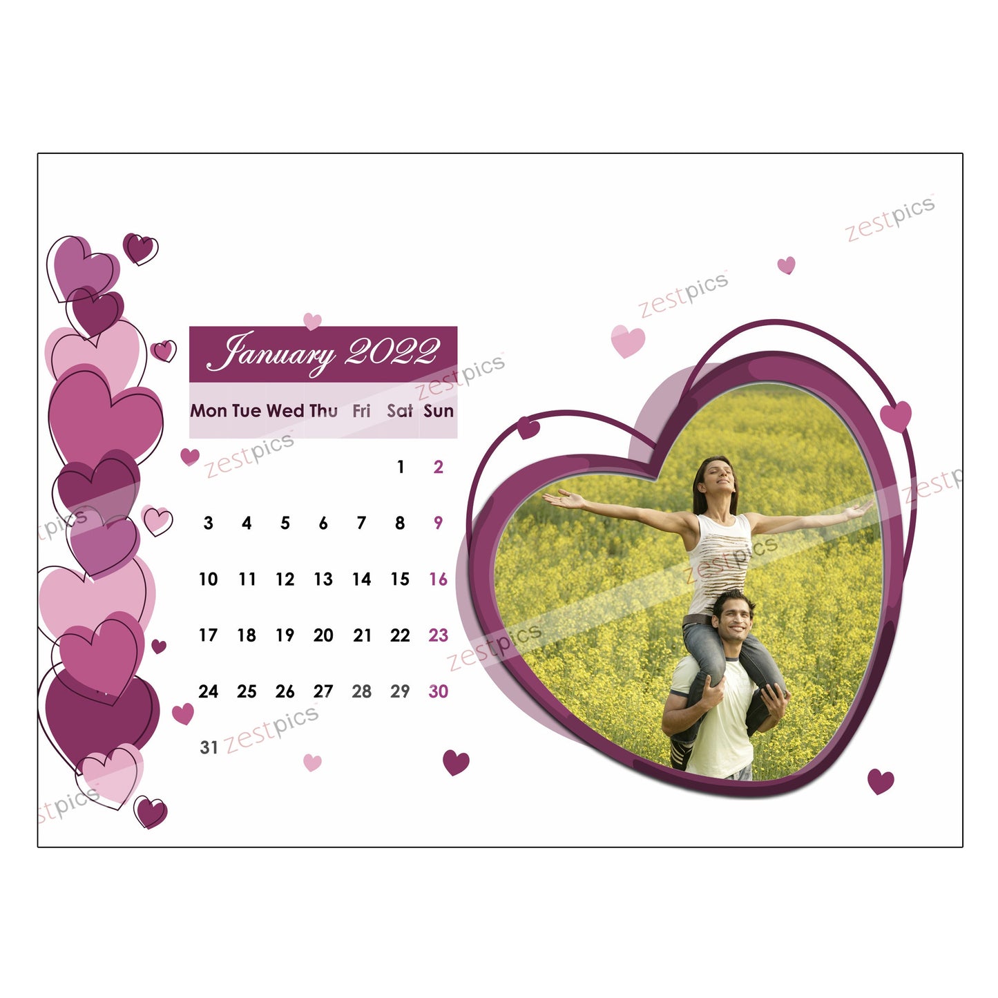 6x8 12 Months Love Calendar