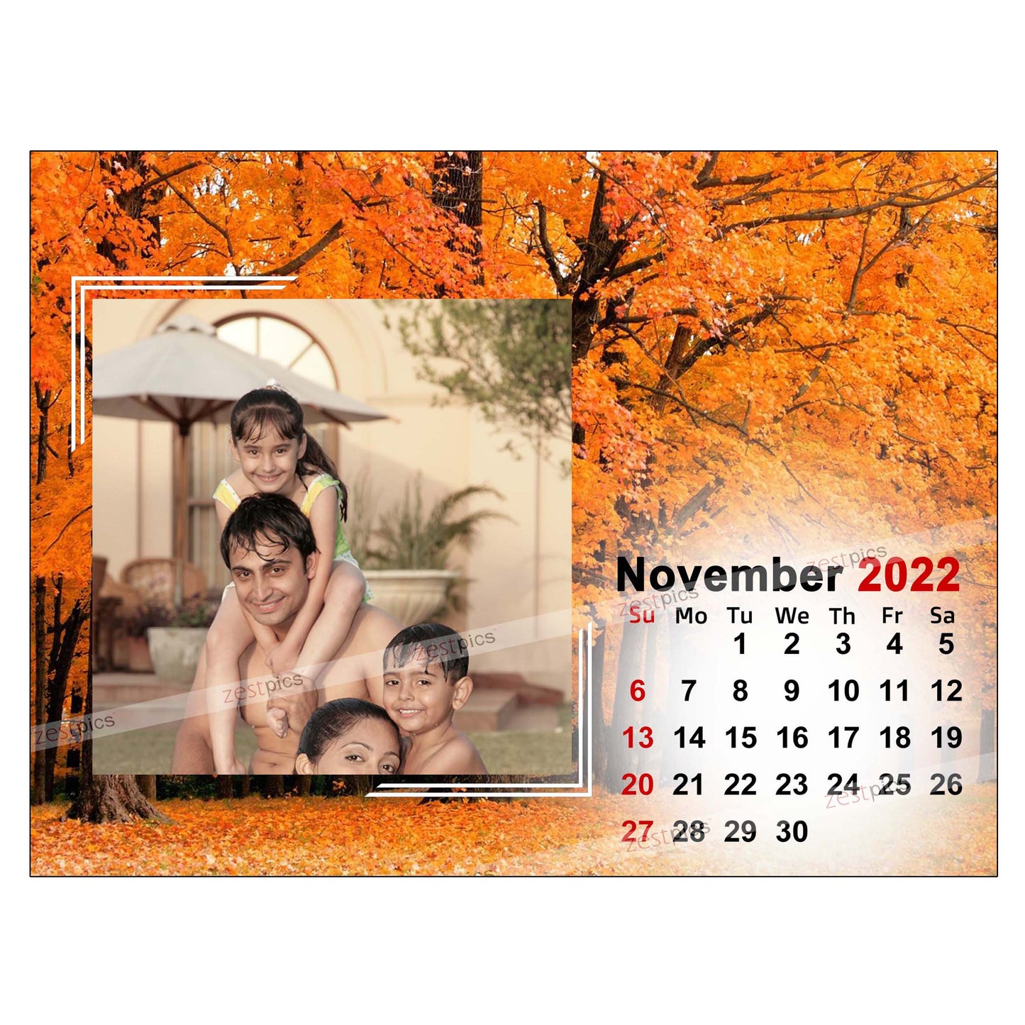 6x8 12 Months Season's Calendar