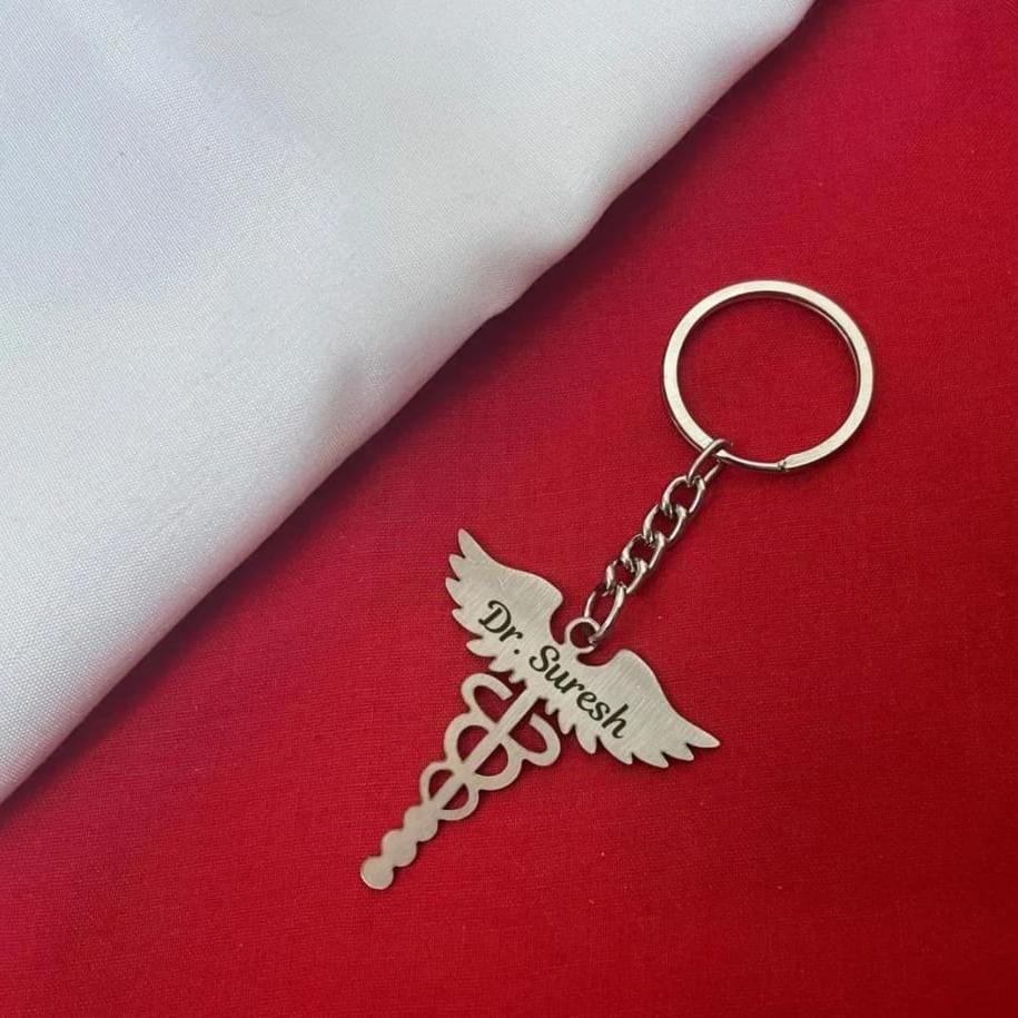 Best Gift For Doctors – Personalized Caduceus Keychain – Personalized Gifts For Doctors