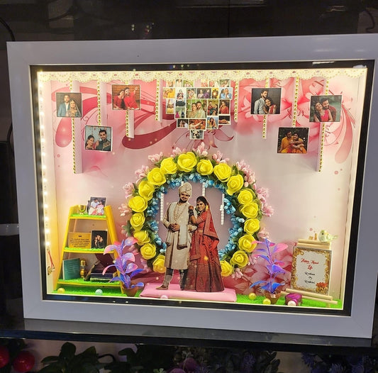 Personalised 3D Miniature Box Photo Frame with LED Lights as Anniversary Gifts (Customizable)